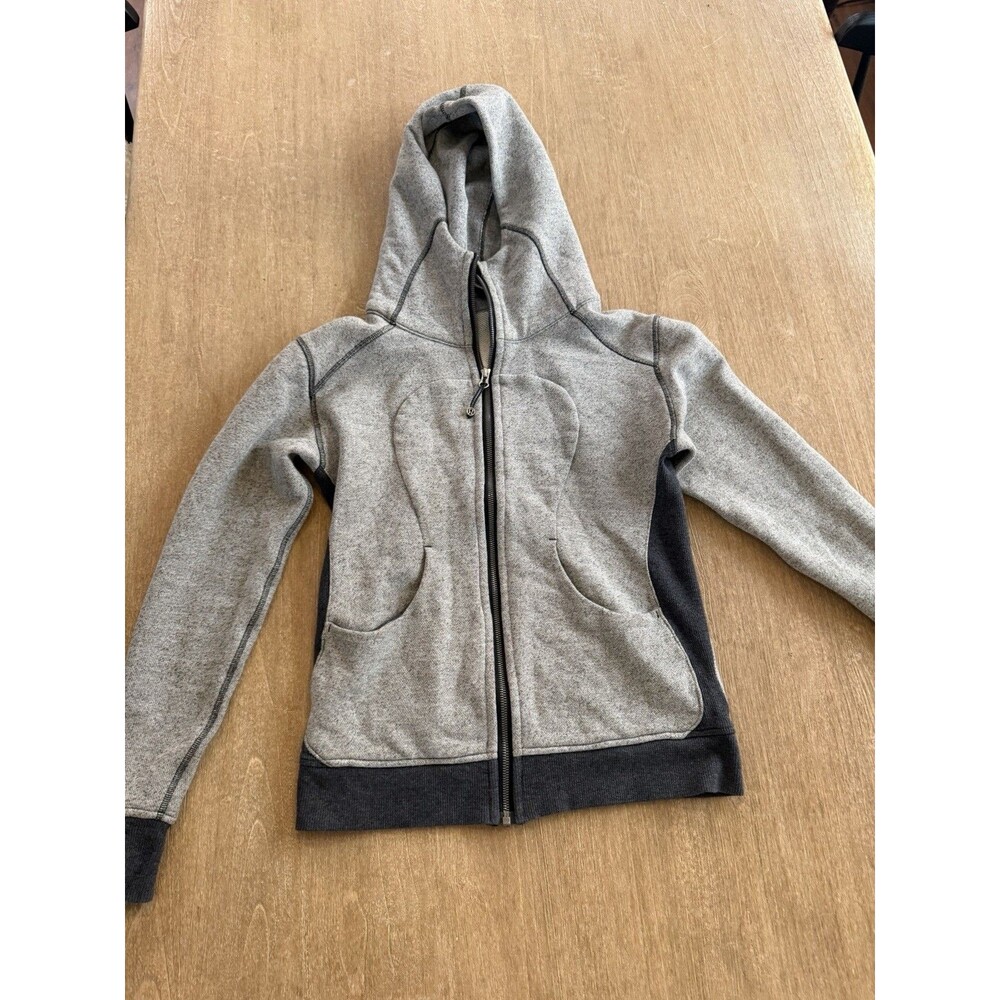 Lululemon Hoodie Gray Black Full Zip Jacket Size 6